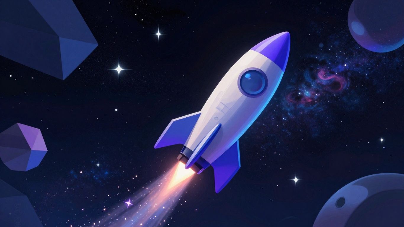 TON Station rocket ascending through starry cosmos