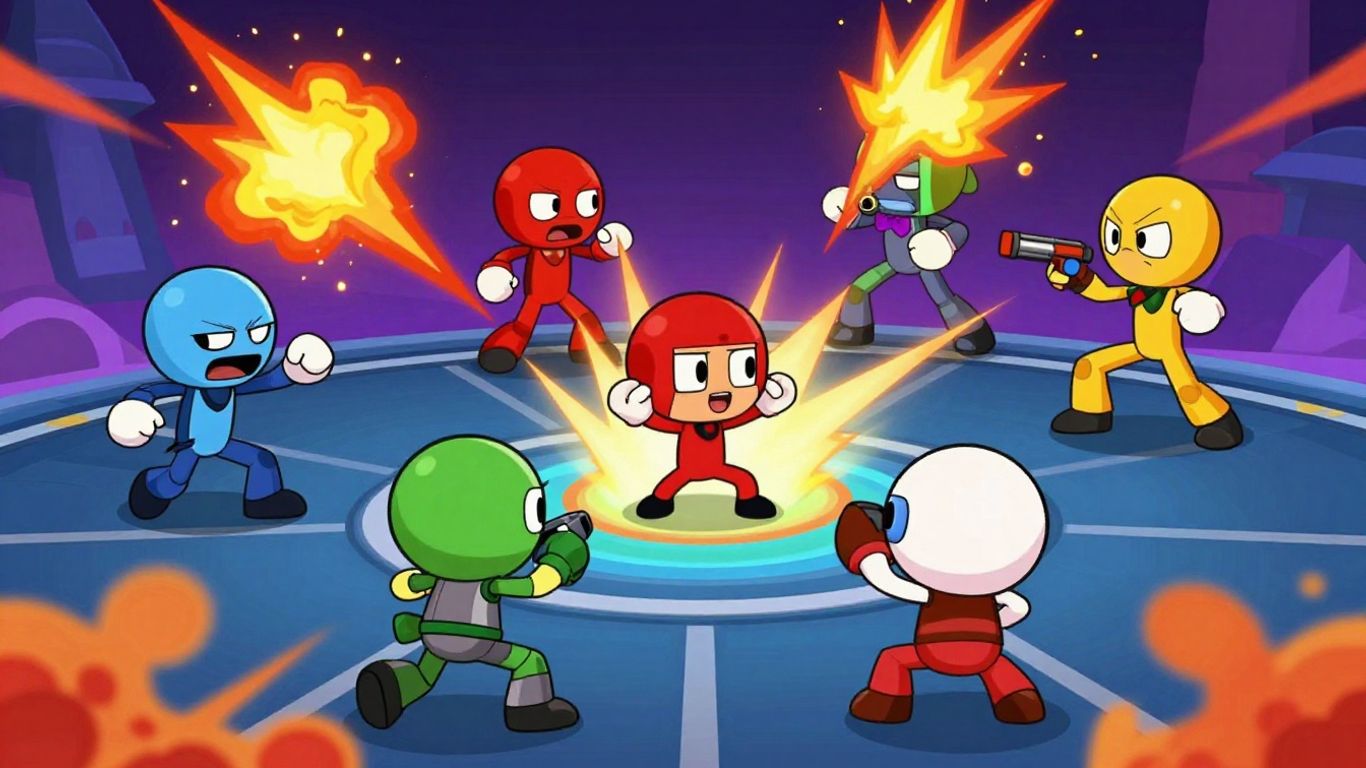Meme characters battling in a digital arena.